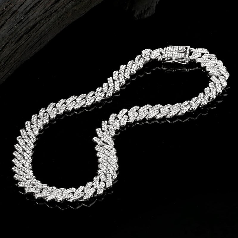 JUNVirtuous Cuban Link Chain Mens Iced Out Miami Cuban Necklace Silver/Gold Bling Diamond Hip Hop Jewelry for Women - Image 5